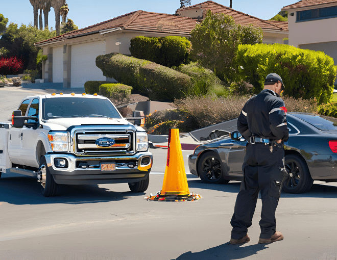 Professional tow operator in Santa Clara, efficiently using advanced GPS technology for safe vehicle retrieval.